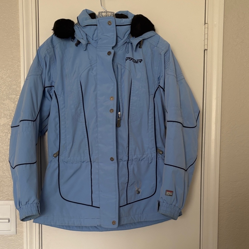 Spyder Light Blue Winter Coat with Black DetailsSpider